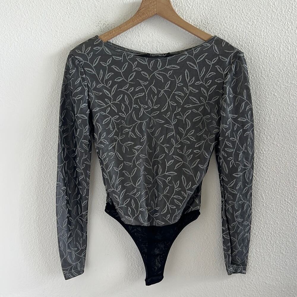Vintage Cosabella Made in Italy Semi Sheer Bodysuit Printed Neutral Small